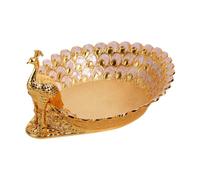 AMSLSIU Charming Pedestal Fruit Bowl Elegant Peacock Shape Serving Fruits Snacks and Desserts At Home Making Every Gathering Special Snack Fruit Plate Peacock, Gold, 22x16.5x11cm