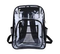 AMSLSIU Clear Knapsack Clear Backpack Heavy Duty PVC Transparent Adjustable Strap Large Capacity Waterproof Casual Daily Bags College Workplace Reinforced Strap, Black, 30x16x44CM