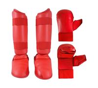 AMSLSIU Comfortable Karate Taekwondo Sparring Gear Gift Comprehensive Set Beginners Supportive In Martial Arts Karate Sparring Gear Set Boxing Gloves Shin, Red, XS