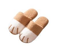 AMSLSIU Comfortable Stylish Non Slip Plush Sandal Cute Fleece Winter Slippers For All Day Relaxation At Home Studying Furry Plus Velvet Warm Soft Bottom Lovers Unisex, Khaki, Size 38 to 39