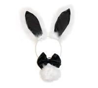 AMSLSIU Creative Bunny Costume Set Rabbit Ear Headband Bow Tie Tail Accessories Fancy Dress And Parties Add More FunThe Rabbit Costume Accessory Set Will Centerpiece Of Party, Black, M