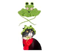 AMSLSIU Cute Handmade Crochet - Frog Hat, Pet Hat, Fun Cotton, Soft, Comfortable Hamster, Cute Accessories, Frog, M