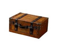 AMSLSIU Decorative Luggage Trunk Old Fashioned Wooden Suitcase Vintage Box With Hinged Lid Travelers Business Cards Jewelry Chest For Business Cards Receipts Photos