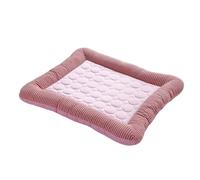 AMSLSIU Dog Cooling Breathable Comfortable Mat Cotton Pad Washable Bedding Household Pet Supplies Summer Sleeping Accessories, Pink, S