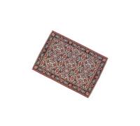 AMSLSIU Dollhouse Woven Rug Floor Carpet Miniature Attractive Black Ground With Delicate Embroidery For Charming Decor