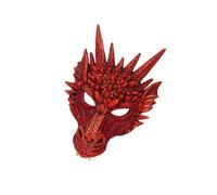 AMSLSIU Dragon Mask Full Head Cover for Cosplay Prop Masquerade Mask Exquisite and Lifelike, Red, 30x21cm