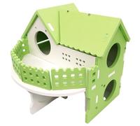 AMSLSIU Durability Villa House Small Pet Exquisite Craft Wide Application PVC Made Hamster Villa House Small Pet 2 Stories, Green
