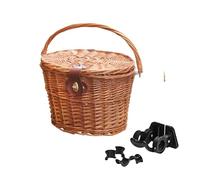 AMSLSIU Durable Bike Baskets Wicker Handwoven Crafts Easy To Install For Picnic DesignThis Basket Has Lid And Handle Bike Front Basket Handlebar Wicker Woven
