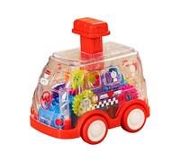 AMSLSIU Dynamic Music Mechanical Gear Toy Transparent Pull Back Allowing Children To Master Gears Through Play Transparent Gear Educational Learning Helicopte , Red , 10x7x10cm