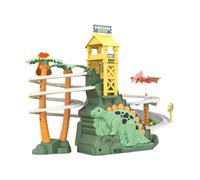 AMSLSIU Dynamic Rotating Dinosaur Challenge Game Towering Adventure Slide Stair Climbing Track Toy Amazing Electric Dual Track Experience Childrens Puzzle, green