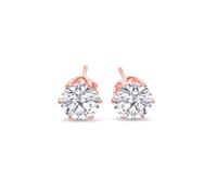 AMSLSIU Earrings Stainless Steel Romantic Eardrop Handmade Waterproof Beaded Round Classic Ear Studs Girls Wedding Ball, Rose Red 4mm