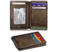 AMSLSIU Easy Leather Card Holder Wallet for Men RFID Blocking Easy Leather Wallet Card Holder Money Clip with Simplified, C