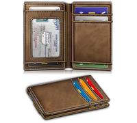 AMSLSIU Easy Leather Card Holder Wallet for Men RFID Blocking Easy Leather Wallet Card Holder Money Clip with Simplified, B