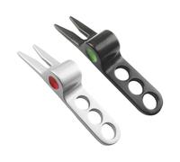 AMSLSIU Efficient Golf Pitching Fork Lightweight Repairs Accessories Portable Supplies Metal Golf Divot Tool Quick Access For All Forks Golfer Training, silver and black 2 pc, 8x1.5x1.4cm
