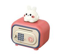 AMSLSIU Electronic Piggy Bank Toys With Advanced Security Applications Money Saving Solutions For Home Decor Electronic Bank Can Store Large Number Of Bills, pink rabbit, 19.7x14x23cm