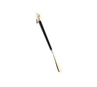 AMSLSIU Elegant Vintage Lion Head Long Metal Shoe Horn Black Wood Handle Solid Brass Spoon