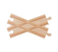 AMSLSIU Expansion Train Track Adapter Enhances Railway Play With Wooden Materials Encouraging Creative Building Wooden Train Track Portable Tracks Accessories, Wood color, 16x9x1.2cm