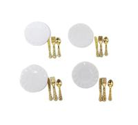 AMSLSIU Exquisite Dollhouse Plate Miniatures Dollhouse Cake Dish Spoon Set Decorative Accessory For Any Miniature Accessories Tableware Tea Cup