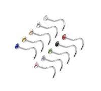 AMSLSIU Exquisite Nose Ring Studs With High Polished Smooth Surfaces Rhinestones Securely Fitted In Curved Screw Nose Rings For Enhanced Wear Stud Rings Which Is Not Easy To Fall