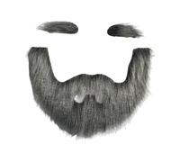 AMSLSIU Fake Beards Eyebrows Stick On Set Eye Catching Accessories For Adults Kids Cosplay Halloween Party Costume Self Adhesive Fake Mustache Set Novelty Mustaches, Gray Black, Mustache 15x19.5cm