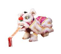 AMSLSIU Festive Lion Toy Crafts Hand String Puppet Marionette Lion Toy Gifts Celebrating New Year Events Plush Handmade Decoration Arts For Women Men Girls Boys, Pink White, 38x20cm