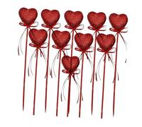 AMSLSIU Festive Red Heart Picks For Cupcake Decoration Memorable Moments At Every Celebration These Glittery Heart Shaped Foam Sticks With Bows Add Festive To Any Occasion. To