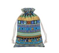 AMSLSIU Gift Bag Drawstring Festival Atmospheres Ethnic Candy Pouch Snack Biscuit Cookie Organizer Reusable Hanging Wedding, Blue, 13x18CM