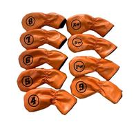 AMSLSIU Golf Irons Headcover Club Protector With Number Tag Elegant And Stylish Waterproof Pu Leather Golf Accessories Club Head Cover With Number Tag Covers, Orange, 17x7x1.2cm