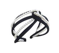 AMSLSIU Hair Bands Pearl Twist Knot Headband Hairbands Wrap Multi-colored Narrow Headbands Women Girls Accessories Wedding, Black