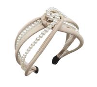AMSLSIU Hair Bands Pearl Twist Knot Headband Hairbands Wrap Multi-colored Narrow Headbands Women Girls Accessories Wedding, Beige