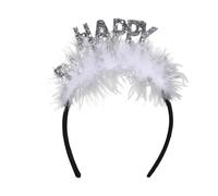 AMSLSIU Happy Birthday Headband Creative Decoration For Joyous Party Durable And Sturdy Birthday Crown Supplies Hat, Silver,1pc, 7.8 inch