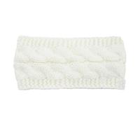 AMSLSIU Headband Winter Windproof Knitted Crocheted Elastic Multicolor Wide Ladies Ear Muffs Hair Accessories for Women, White