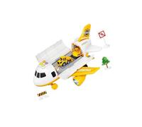 AMSLSIU Interactive Toddler Airplane Toys Set with Cool Light Music and Story 28x31x15cm Gift, Engineering Yellow, 28X31X15cm