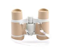 AMSLSIU Kids Binoculars Lightweight with 4x30 Magnifying Lens for Outdoor Fun Exploring Nature Different Perspective Compact Binoculars for Kids Pretend Bird Watching, Coffee White, 8.8x11x4cm