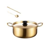 AMSLSIU Korean Ramen Pots Essential Kitchen Cooking Tool For Fast Heating Preparing Delicious Noodles Soups Stews With Ease Korean Ramen Cooking Pot With Lid Spoon Chopstick, 20cm