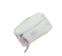 AMSLSIU Large Flower Toiletry Case - Wide Application Cosmetic Bag for Travel Nylon Makeup Waterproof Light Weight Dustproof, White, L