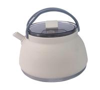 AMSLSIU Lightweight Practical Folded Kettle Comfortable Silicone Handle Camping Kettle Boiling Water Over Fire Family Gatherings Outdoor Travel Camp Tea Coffee Pot Folding, Light Khaki, 18.2x10.5cm