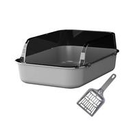 AMSLSIU Low Front Entry Kitty Litter Pan Facilitating Easy Access For Bulky Kittens While Reducing Mess And Cleanup Efforts Cat Litter Tray Cat Toilet Tray Pet Indoor Kitty, gray, 40x28x16cm