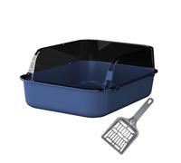 AMSLSIU Low Front Entry Kitty Litter Pan Facilitating Easy Access For Bulky Kittens While Reducing Mess And Cleanup Efforts Cat Litter Tray Cat Toilet Tray Pet Indoor Kitty, blue, 40x28x16cm
