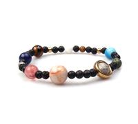AMSLSIU Natural Stone Solar Systems Bracelet Men Women Handmade Elastic Replacement Easy Matching Bangle Jewelry Ornament, Type 1