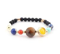 AMSLSIU Natural Stone Solar Systems Bracelet Men Women Handmade Elastic Replacement Easy Matching Bangle Jewelry Ornament, Type 4
