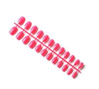 AMSLSIU Pack of 24 Short Ballerina Coffin False Nails French Style DIY Artificial Unique Graceful Colour-fast Acrylic Nail , 15watermelon red