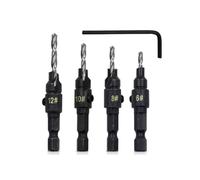 AMSLSIU Pack of 4 Countersink Drill Bit Set 1/4 Inch DIY Bits Quick Change High-speed Steel Carpentry Replacement Hand Tool