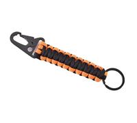 AMSLSIU Paracord Keychain Outdoor Removable Carabiner Keyring Rope Hiking Multifunctional Hanging Pendant Lanyard Fishing, Black and Orange