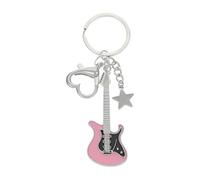 AMSLSIU Pendant Keychain Strong and Durable Keyring with Guitar Pentagram Star Creative and Fashionable Keychain for Women Gifts, 02
