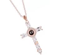 AMSLSIU Pendants Necklace Handmade Religious Elements Charm Choker Classic Lightweight Shiny Jewelry Gift Wedding Friendship, Rose gold