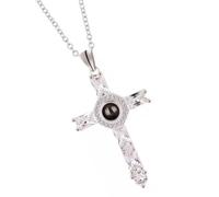 AMSLSIU Pendants Necklace Handmade Religious Elements Charm Choker Classic Lightweight Shiny Jewelry Gift Wedding Friendship, platinum