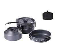 AMSLSIU Portable Cooker Set Kitchen Aluminum Alloy Camping Pot Backpacking Hiking Safety And Pot Frying Pan Kettle Fishing Outdoor Travel 1 Frying Pan Camping Cooking Set Folding, Black
