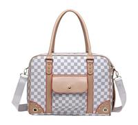 AMSLSIU Portable Dog Travel Bag Strong Load-Bearing Capacity for All Canine Needs PU Pet Dog Cat Carrier Bag Pet Dog Carrier Bag, White