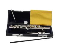 AMSLSIU Professional Piccolo Instrument Easy To Play High Grade Brass Rigidity And Bright Resonance For Everyone Piccolo Key Of C 16 Hole Traditional Instrument, Silver, 31.5x1.3 cm